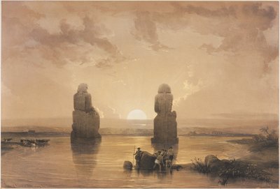 Egypte en Nubië, Deel II: Beelden van Memnon bij Thebe, tijdens de Overstroming door Louis Haghe