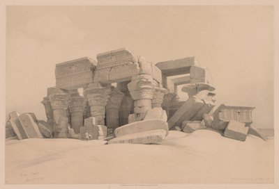 Egypte en Nubië: Deel I - Nr. 1, Nr. 2, Overblijfselen van het Portiek van de Tempel van Kom Ombo door Louis Haghe