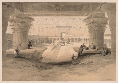 Egypte en Nubië: Deel I - Nr. 32, Uitzicht onder het Portiek van de Tempel van Edfou door Louis Haghe
