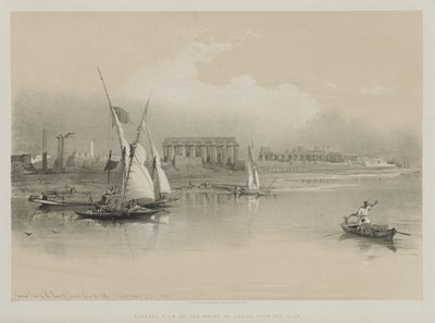 Egypte en Nubië, Deel I: Algemeen uitzicht op de ruïnes van Luxor, vanaf de Nijl door Louis Haghe