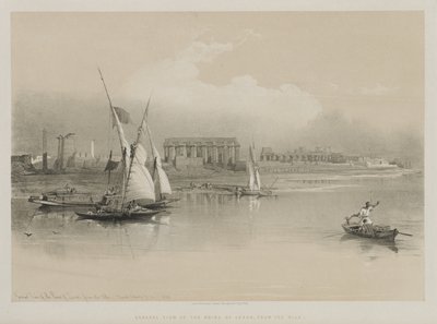 Egypte en Nubië, Deel I: Algemeen Uitzicht op de Ruïnes van Luxor, Vanaf de Nijl, 1846 door Louis Haghe