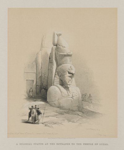 Egypte en Nubië, Deel I: Een van Twee Kolossale Beelden van Ramses II. Ingang van de Tempel van Luxor door Louis Haghe