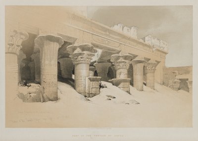 Egypte en Nubië Deel I: Portiek van de Tempel Edfou, Opper-Egypte door Louis Haghe
