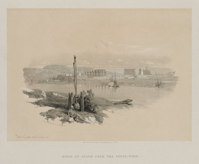 Egypte en Nubië, Deel I: Ruïnes van Luxor vanuit het zuidwesten, 1846 door Louis Haghe