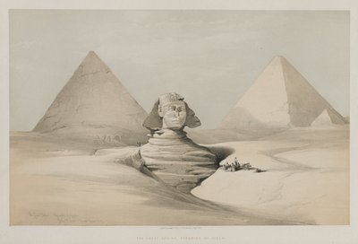 Egypte en Nubië, Volume I: De Grote Sfinx, Piramides van Gezeeh, 1846 door Louis Haghe