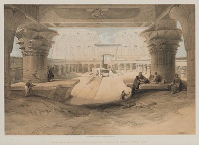 Egypte en Nubië, Deel I: Uitzicht van Onder het Portiek van de Tempel van Edfou, Boven-Egypte, 1847 door Louis Haghe