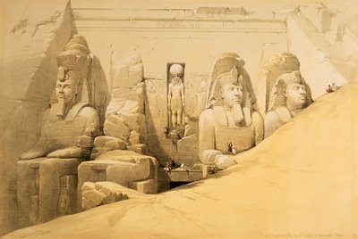 Voorgevel van de Grote Tempel van Abu Simbel, Nubië, Egypte, 1849 door Louis Haghe
