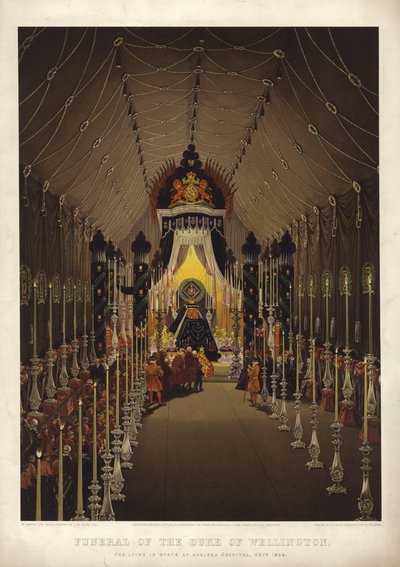Begrafenis van de Hertog van Wellington, de lijkwake in Chelsea Hospital, november 1852 door Louis Haghe
