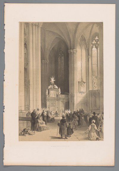 Gezicht op het reliekschrijn van de drie koningen in de Dom van Keulen door Louis Haghe