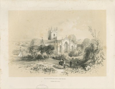 Handsworth Kerk: lithografie, nd [1806-1885] door Louis Haghe