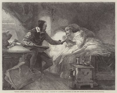 Michelangelo die voor zijn Zieke Dienaar Urbino Zorgt door Louis Haghe