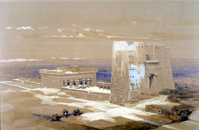 Zandstenen tempel van Edfu, gewijd aan de valkenkopgod Horus, Egypte, 1838 door Louis Haghe