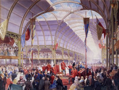 Sir Thomas Fairbairn overhandigt het adres aan de Prins-Gemaal op de Kunstschatten Tentoonstelling, Manchester, mei 1857 door Louis Haghe