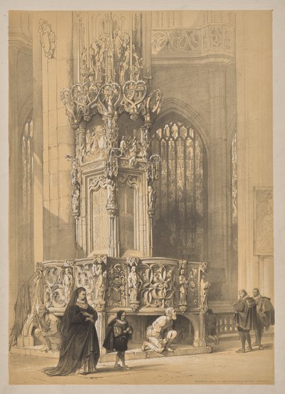 Schetsen in België en Duitsland, Eerste Serie, Sacramentshuis in de Kerk van St. Laurent, Neurenberg door Louis Haghe