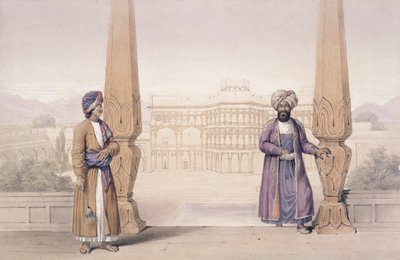Een Dooranee edelman en zijn bediende in het paleis in Candahar, uit 