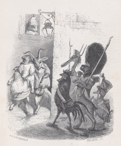 Meer dan eens, terwijl hij het gemaskerde bal verliet, werd de heer de *** gearresteerd door de patrouille door Louis Henri Brévière