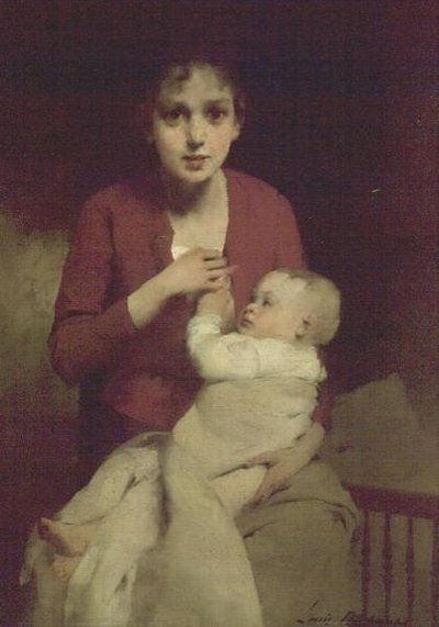 Moeder en kind door Louis Henri Deschamps