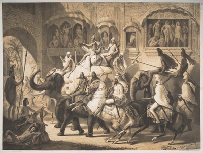 Een weg in Lahore, maart 1842 door Louis Henri de Rudder
