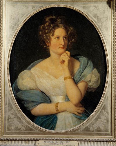 Portret van de Franse schrijfster Delphine Gay, Madame Emile de Girardin door Louis Hersent