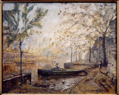 Riverside. Schilderij door Louis Carrand (1821-1899) door Louis Hilaire Carrand