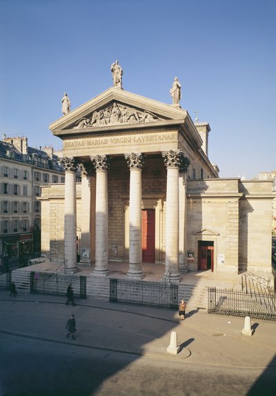 Gevel van de kerk van Notre-Dame de Lorette, gebouwd 1823-36 door Louis Hippolyte Lebas