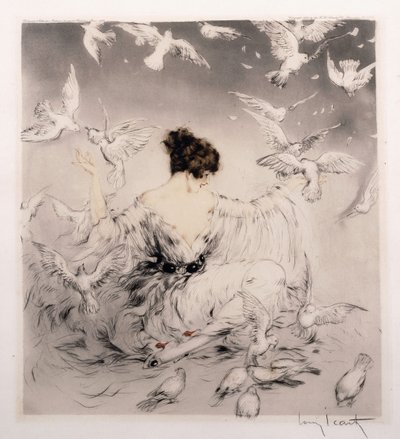Meisje met Duiven door Louis Icart