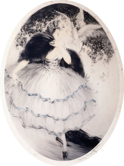 Dame met Twee Duiven door Louis Icart