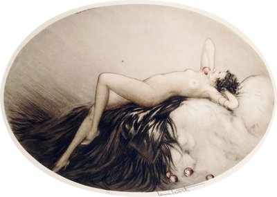 Liggende naakt met appels door Louis Icart