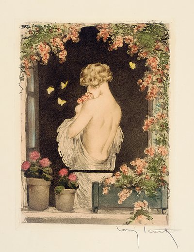 De Vier Seizoenen: Zomer, c.1928 (handgekleurde droge naald & aquatint) door Louis Icart