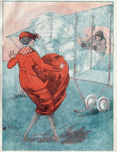 De gunstige wind: helix die gluurt. Illustratie door Louis Icart voor het tijdschrift 