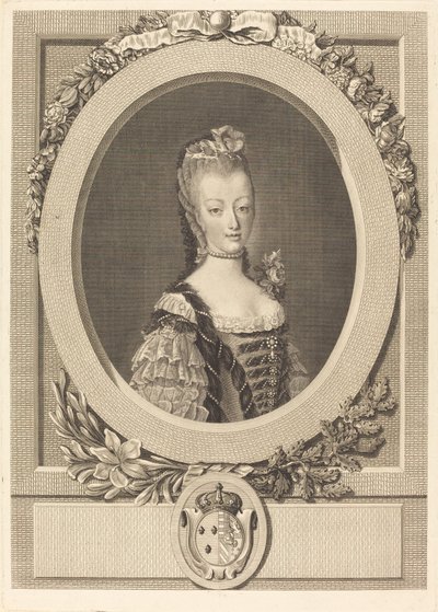 Marie-Antoinette van Frankrijk door Louis Jacques Cathelin after Jean Martial Fredou