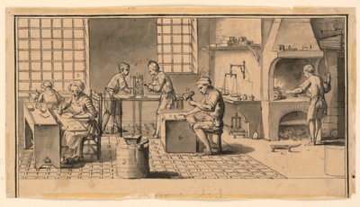 Een goudsmederij voor Diderots Encyclopedie door Louis Jacques Goussier