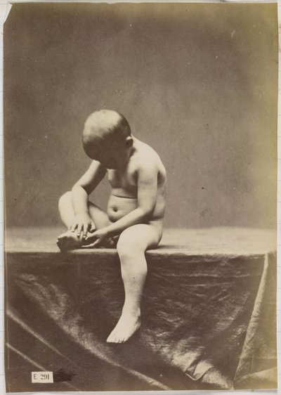 Studie van een naakt, zittend kind door Louis Jean Baptiste Igout (attributed to)
