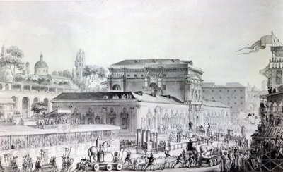 Antiquiteiten gevonden in Herculaneum worden naar het Museum van Napels vervoerd, c.1782 door Louis Jean Desprez