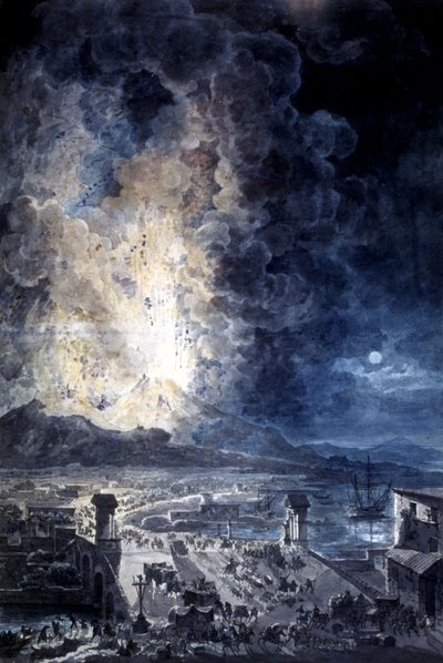 Uitbarsting van de Vesuvius in Napels door Louis Jean Desprez