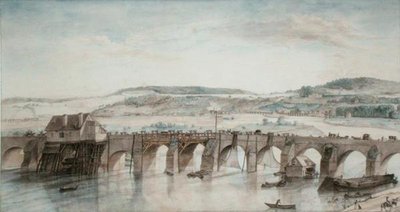 De twee bruggen (Saint-Cloud en Sevres) door Louis Jean Desprez