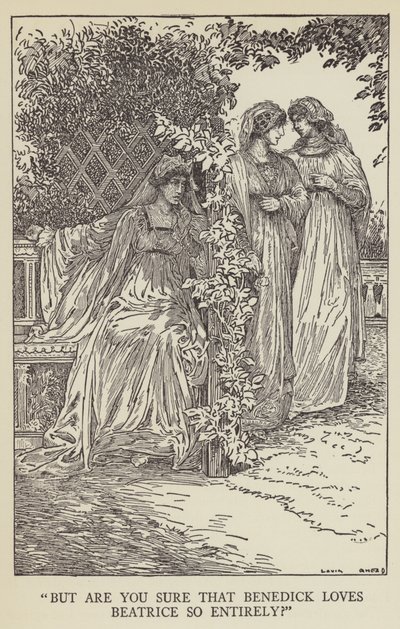 Maar weet je zeker dat Benedick zoveel van Beatrice houdt? door Louis John Rhead