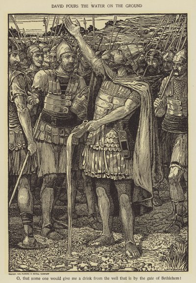 David giet het water op de grond door Louis John Rhead