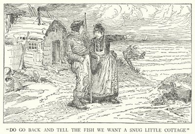 "Ga terug en vertel de vis dat we een knus klein huisje willen" (litho) door Louis John Rhead