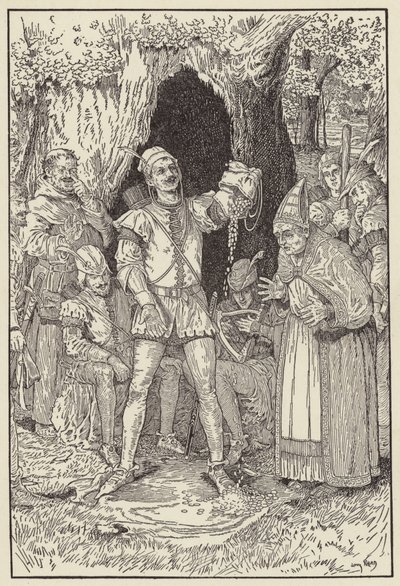 Hier is genoeg geld meester, zei Kleine John, Om de rekening te betalen door Louis John Rhead