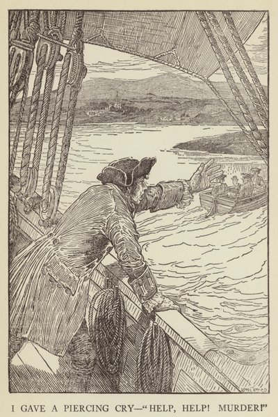 Illustratie voor Kidnapped door Robert Louis Stevenson door Louis John Rhead