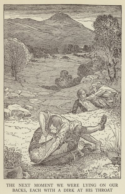 Illustratie voor Kidnapped door Robert Louis Stevenson door Louis John Rhead