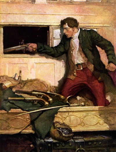 Illustratie voor Kidnapped door Robert Louis Stevenson door Louis John Rhead