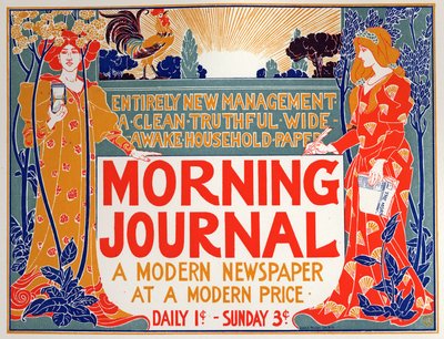 Literatuur. Morning Journal, krant. Poster door Louis Rhead, VS, ca. 1895 door Louis John Rhead