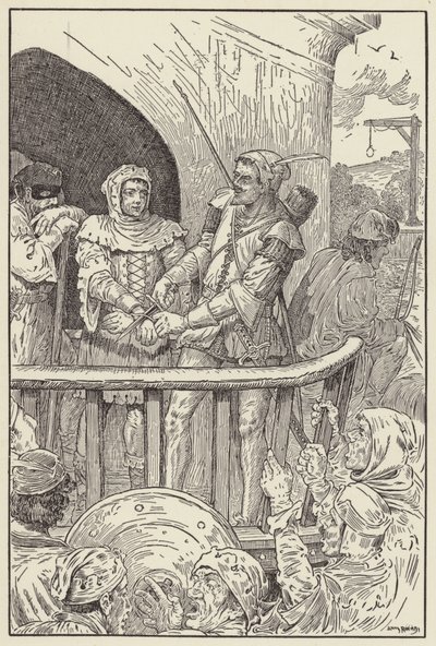 Kleine John sneed haastig de boeien van Will Stutely door door Louis John Rhead