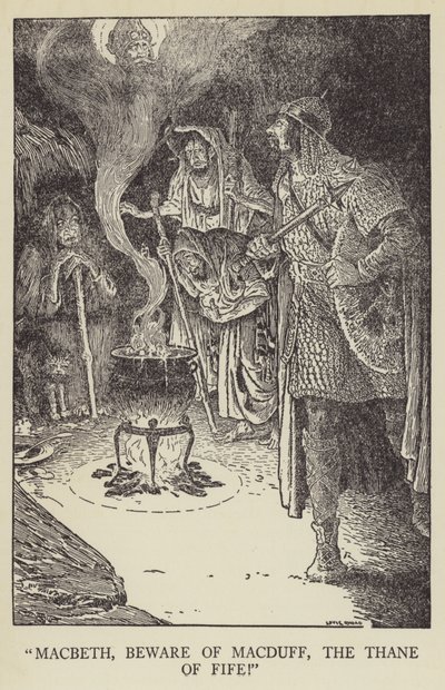Macbeth, pas op voor Macduff, de Thane van Fife! door Louis John Rhead
