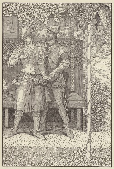 Robin Hood en Marian in hun prieel door Louis John Rhead