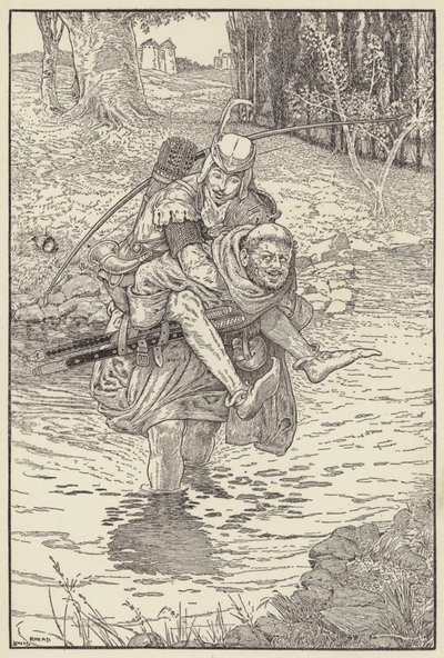De monnik nam Robin op zijn rug door Louis John Rhead