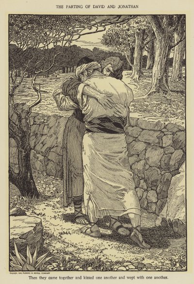 Het afscheid van David en Jonathan door Louis John Rhead