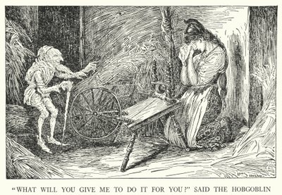 "Wat geef je me om het voor je te doen?" zei de kabouter (litho) door Louis John Rhead